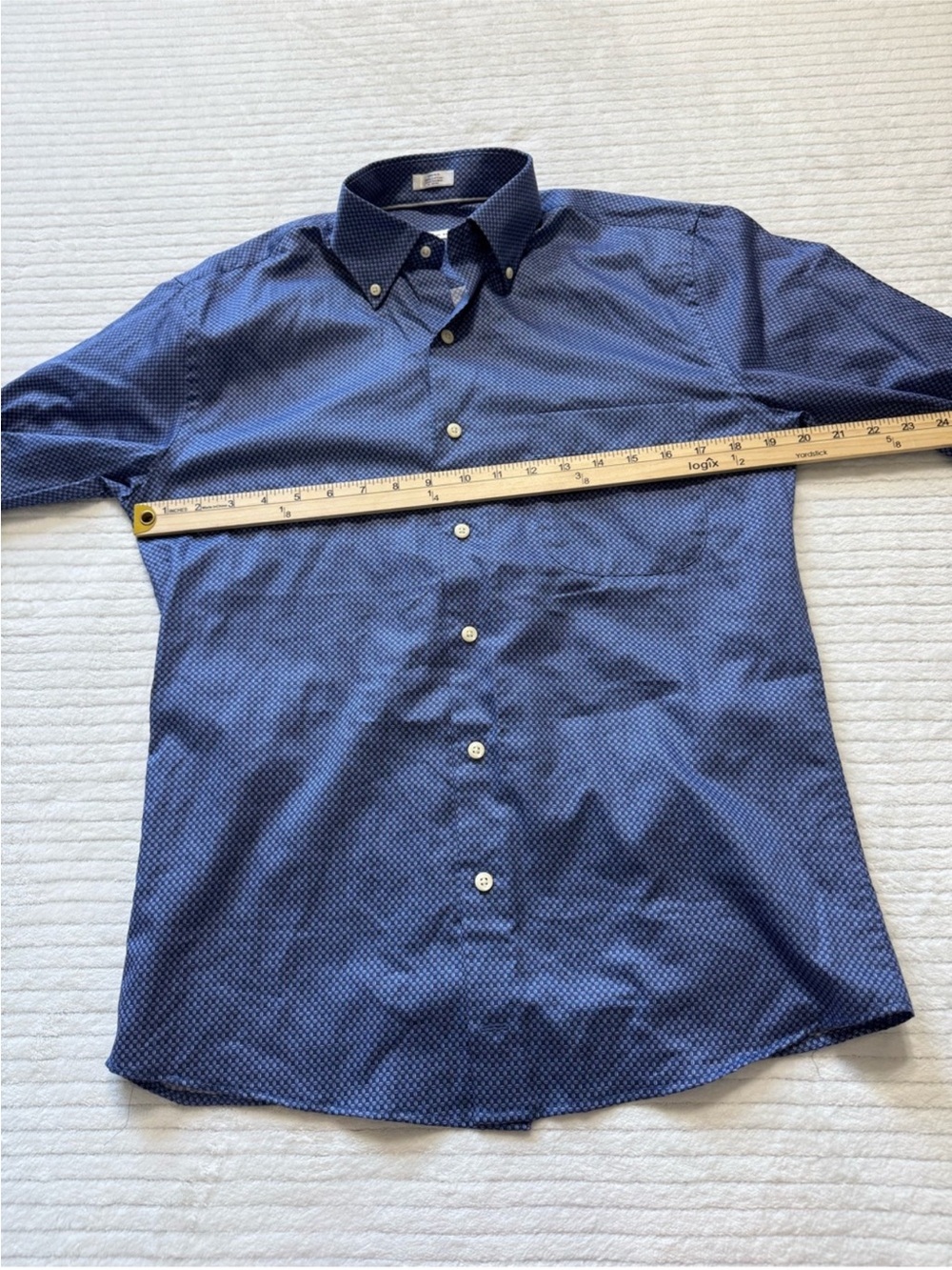 Peter Millar Blue Micro-Pattern Button-Down Dress Shirt - Picture 4 of 9